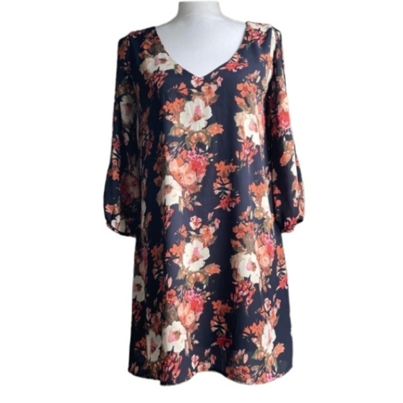 Lulu’s Dress Womens Small Shifting Dears Floral Cut Out Lightweight Shift Mini - Picture 6 of 15